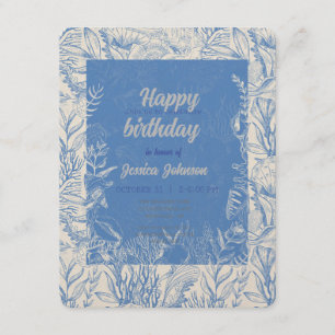 Tarjeta De Recepción Elegante toile azul oceánico