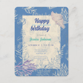Tarjeta De Recepción Elegante toile azul oceánico