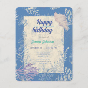 Tarjeta De Recepción Elegante toile azul oceánico