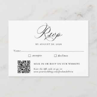 Tarjeta De Recepción Elegante tradicional y código QR Boda RSVP