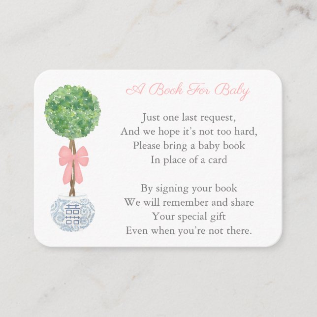 Tarjeta De Recepción Elegante Traer Un Chica De Poema De Libros Baby Sh (Anverso)