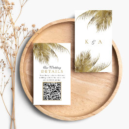 Tarjeta De Recepción Elegante Tropical Palm Tree Beach Wedding Detail Q