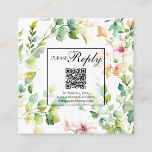 Tarjeta De Recepción Elegante vegetación de flores silvestres código RS