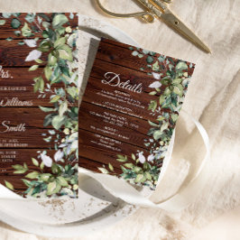 Tarjeta De Recepción Elegante vegetación detalles de Boda de madera rús