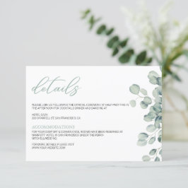 Tarjeta De Recepción Elegante vegetación Eucalyptus deja Boda