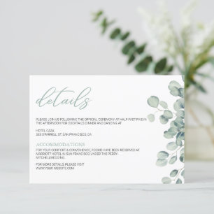 Tarjeta De Recepción Elegante vegetación Eucalyptus deja Boda
