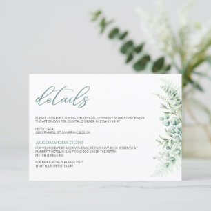 Tarjeta De Recepción Elegante vegetación Eucalyptus deja Boda