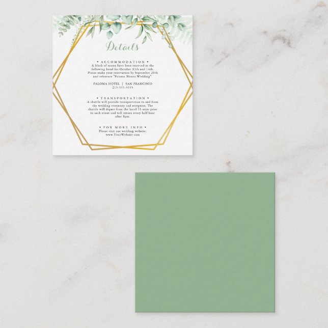 Tarjeta De Recepción Elegante vegetación Eucalyptus deja Boda (Anverso / Reverso)