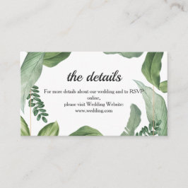 Tarjeta De Recepción Elegante vegetación tropical. Detalles de la boda 