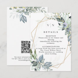 Tarjeta De Recepción Elegante Vegetación Verde y Dorado Código QR de Bo