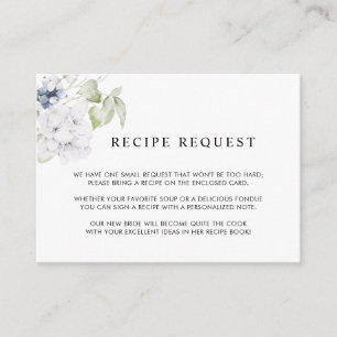Tarjeta De Recepción Elegante vegetación y receta de Boda floral blanca