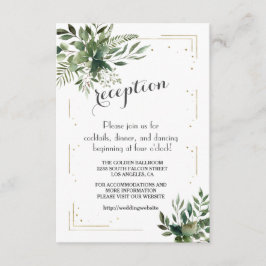 Tarjeta De Recepción Elegante verde Boda del Confeti de oro