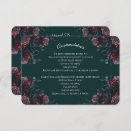Tarjeta De Recepción Elegante Verde Bosque Oscuro Boda Granate Malva