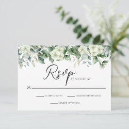 Tarjeta De Recepción Elegante Verde Botánico de Eucalipto RSVP