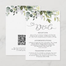 Elegante Verde de Eucalipto Código QR de Boda