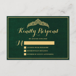 Tarjeta De Recepción Elegante verde esmeralda Quinceañera 15º cumpleaño