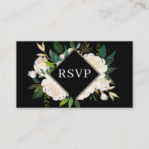 Tarjeta De Recepción Elegante verde Flores blancas Boda RSVP