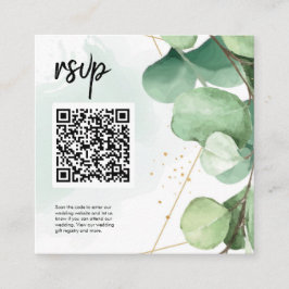 Tarjeta De Recepción Elegante verde moderno simple código QR Boda RSVP