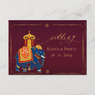 Tarjeta De Recepción Elegante vibrante Red Gold Mandala Boda indio