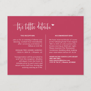 Tarjeta De Recepción Elegante Viva Magenta Boho Boda Detalles del códig