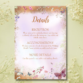 Tarjeta De Recepción Elegante Whimsical Wildflower Pink