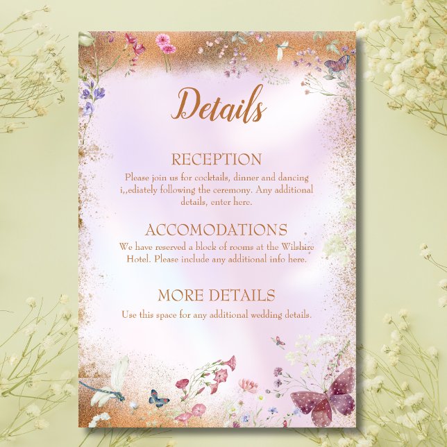 Tarjeta De Recepción Elegante Whimsical Wildflower Pink (Subido por el creador)