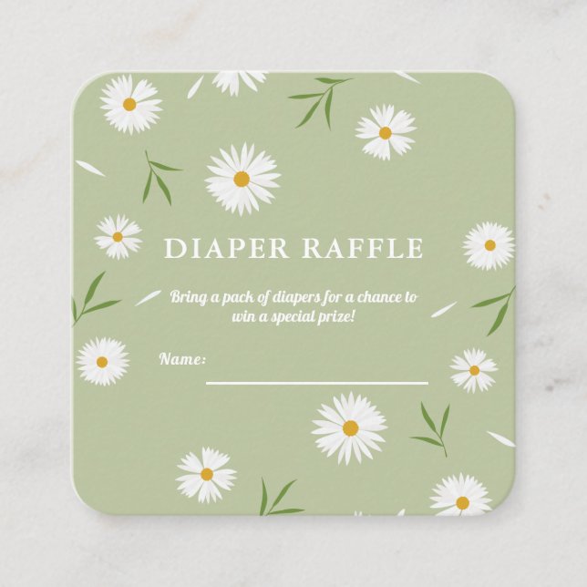 Tarjeta De Recepción Elegante White Daisies Baby Shower Diaper Raffle (Anverso)
