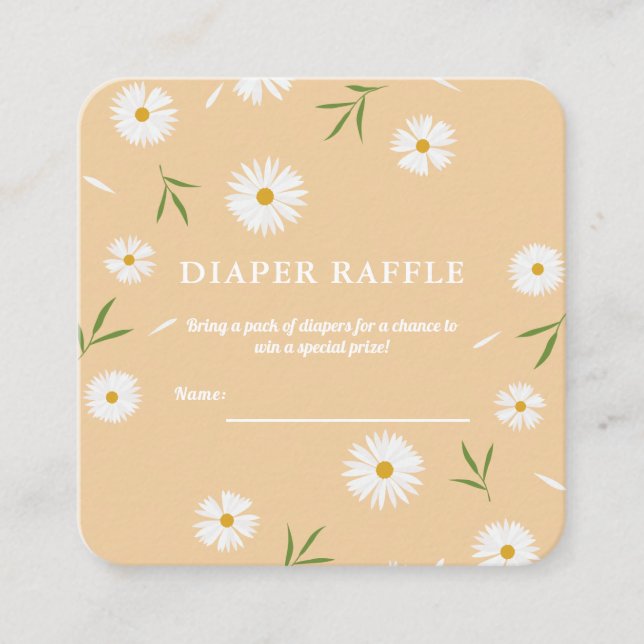 Tarjeta De Recepción Elegante White Daisies Baby Shower Diaper Raffle (Anverso)