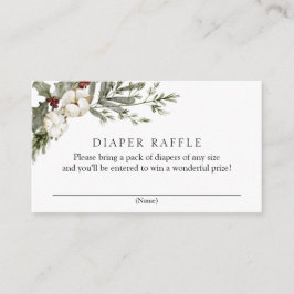 Tarjeta De Recepción Elegante Winter Floral Diaper Raffle Baby Shower