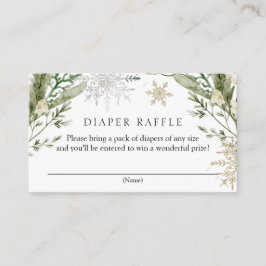 Tarjeta De Recepción Elegante Winter Floral Diaper Raffle Baby Shower