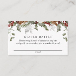 Tarjeta De Recepción Elegante Winter Floral Diaper Raffle Baby Shower
