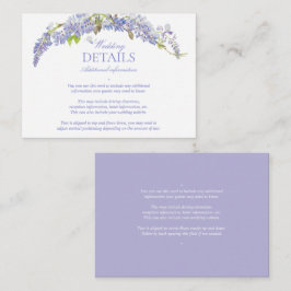 Tarjeta De Recepción Elegante Wisteria Púrpura Detalles del Guión Clási