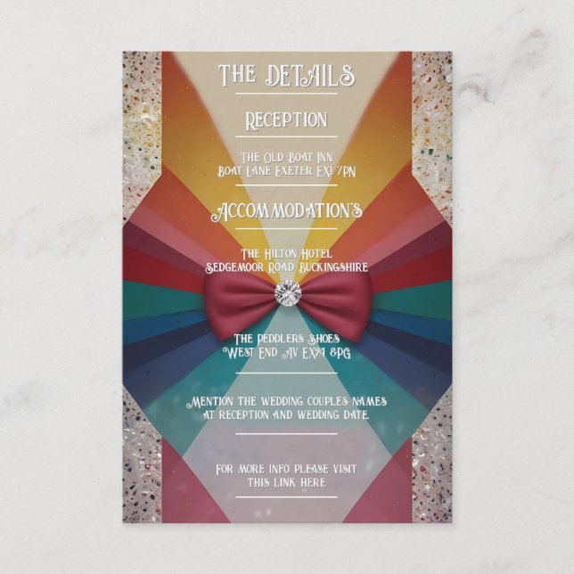 Tarjeta De Recepción "Elegante y colorido arcoiris (Anverso)