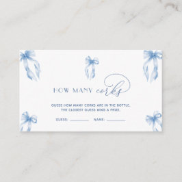 Tarjeta De Recepción Elegante Y Dusty Blue Bow Adivinan Cuántos Corchos