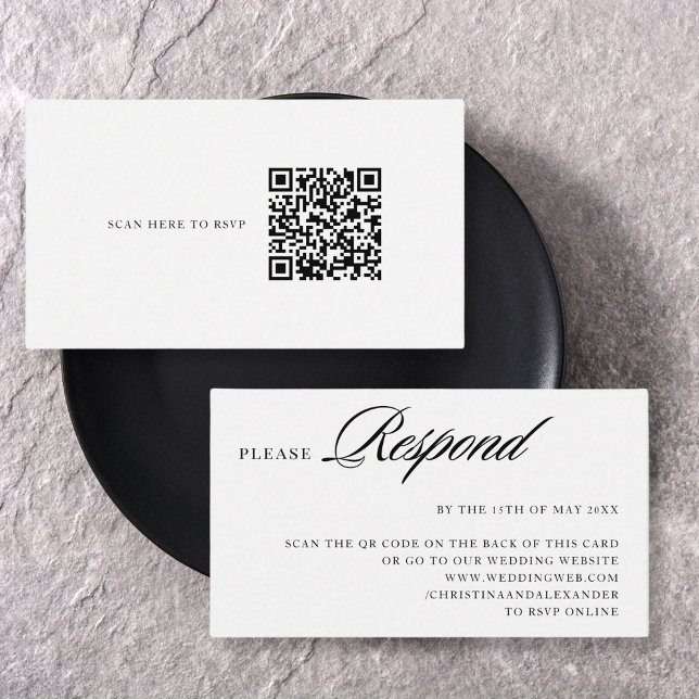 Tarjeta De Recepción Elegante y elegante código QR sofisticado RSVP (Subido por el creador)