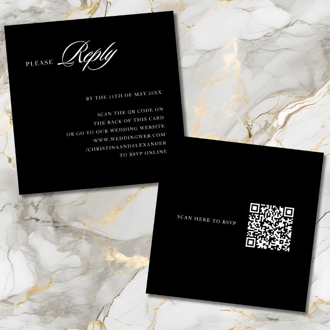 Tarjeta De Recepción Elegante y elegante código QR sofisticado RSVP (Subido por el creador)