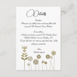 Tarjeta De Recepción Elegante y eterno minimalismo floral de oro suave
