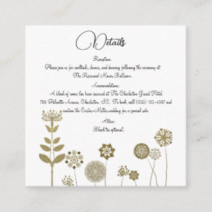 Tarjeta De Recepción Elegante y eterno minimalismo floral de oro suave