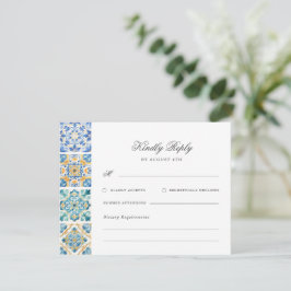 Tarjeta De Recepción Elegante y formal acuarela Boda italiana RSVP