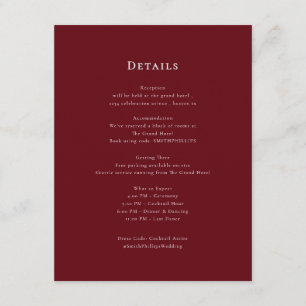 Tarjeta De Recepción Elegante y minimalista detalles del boda