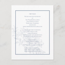 Tarjeta De Recepción Elegante y moderno Boda floral azul turbio