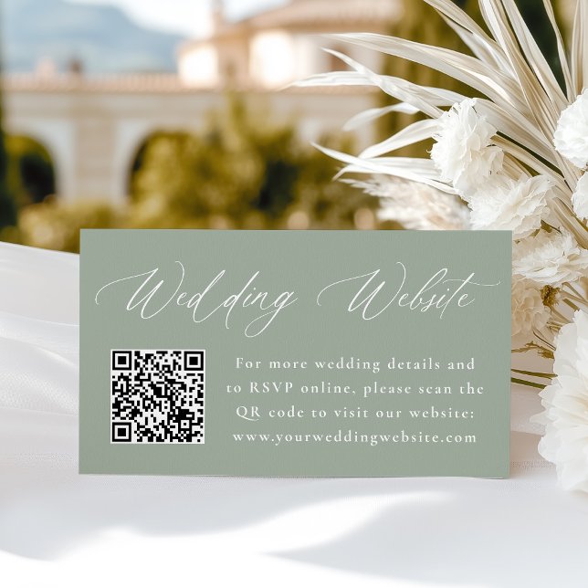 Tarjeta De Recepción Elegante y moderno Boda verde sabio código QR (Subido por el creador)