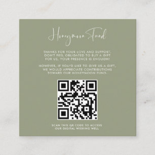 Tarjeta De Recepción Elegante y moderno código QR del fondo Sage Honeym