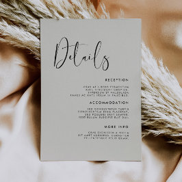 Tarjeta De Recepción Elegante y moderno Detalles del boda verde sabio c