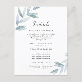 Tarjeta De Recepción Elegante y sencillo follaje. Detalles del Boda bot