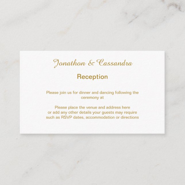 TARJETA DE RECEPCIÓN ELEGANTE Y SENCILLO PURPURINA DE ORO BLANCO (Anverso)