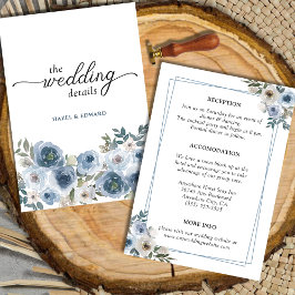 Tarjeta De Recepción Elegante y simple Boda de flores azules