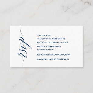 Tarjeta De Recepción Elegante y simple caligrafía azul de la marina, ce