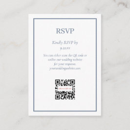 Tarjeta De Recepción Elegante y simple opción de código RSVP QR azul tu