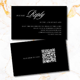 Tarjeta De Recepción Elegante y sofisticado código QR en la parte poste